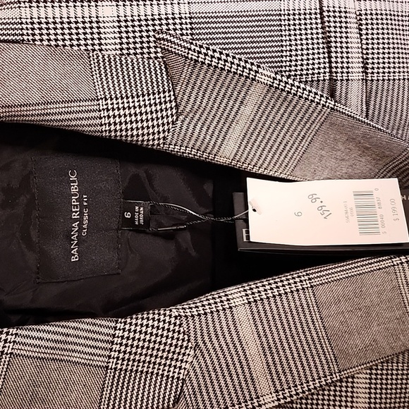 NWT Banana Republic Women’s Black and White Plaid Blazer - Picture 2 of 6